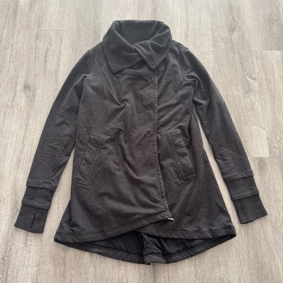 Lululemon Gratitude Wrap Cardigan Women’s Size 6/8 Gray Coat Snap Sweater Jacket - Picture 1 of 7
